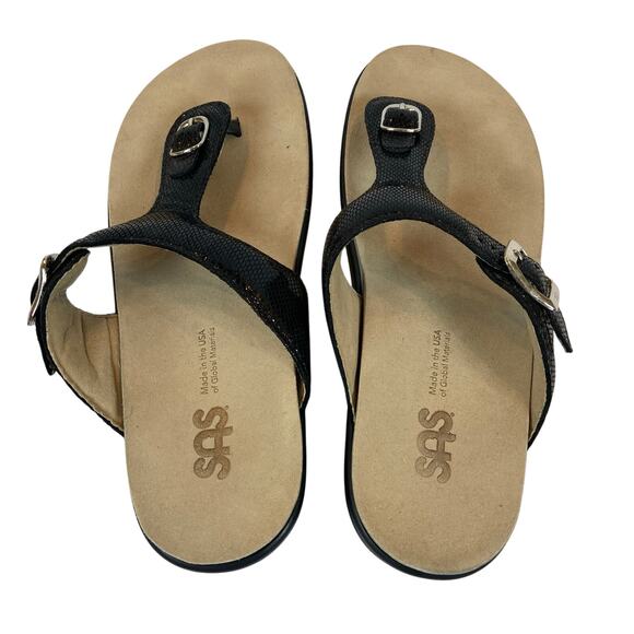 SAS Sanibel T- Strap Slide Sandals Black Size 10 M - Picture 3 of 9